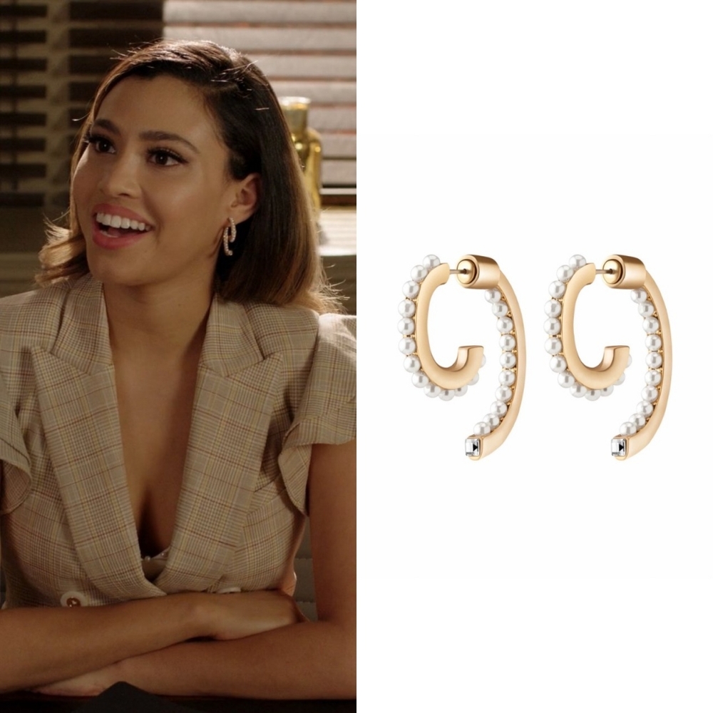 DEMARSON Pearl Luna Earrings - Picture 1 of 3